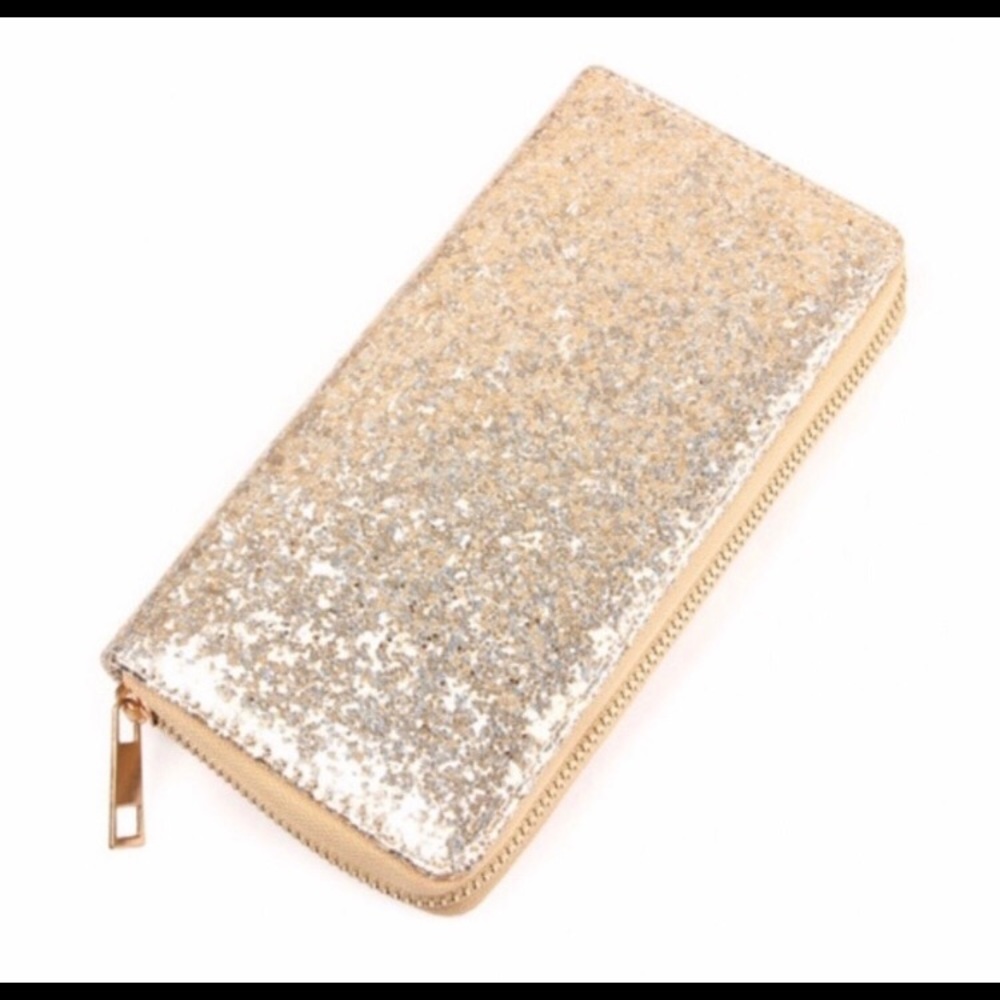 Pewter Glitter Single Zipper Wallet